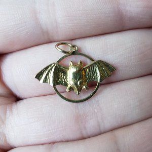 Vintage 9k gold 1960s flying bat charm